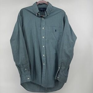 Ralph Lauren Blake Men's Button Down Shirt Green Blue Plaid Size M Tall Preppy